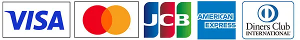 VISA・Mastercard・JCB・American Express・Diners Clubが使えます