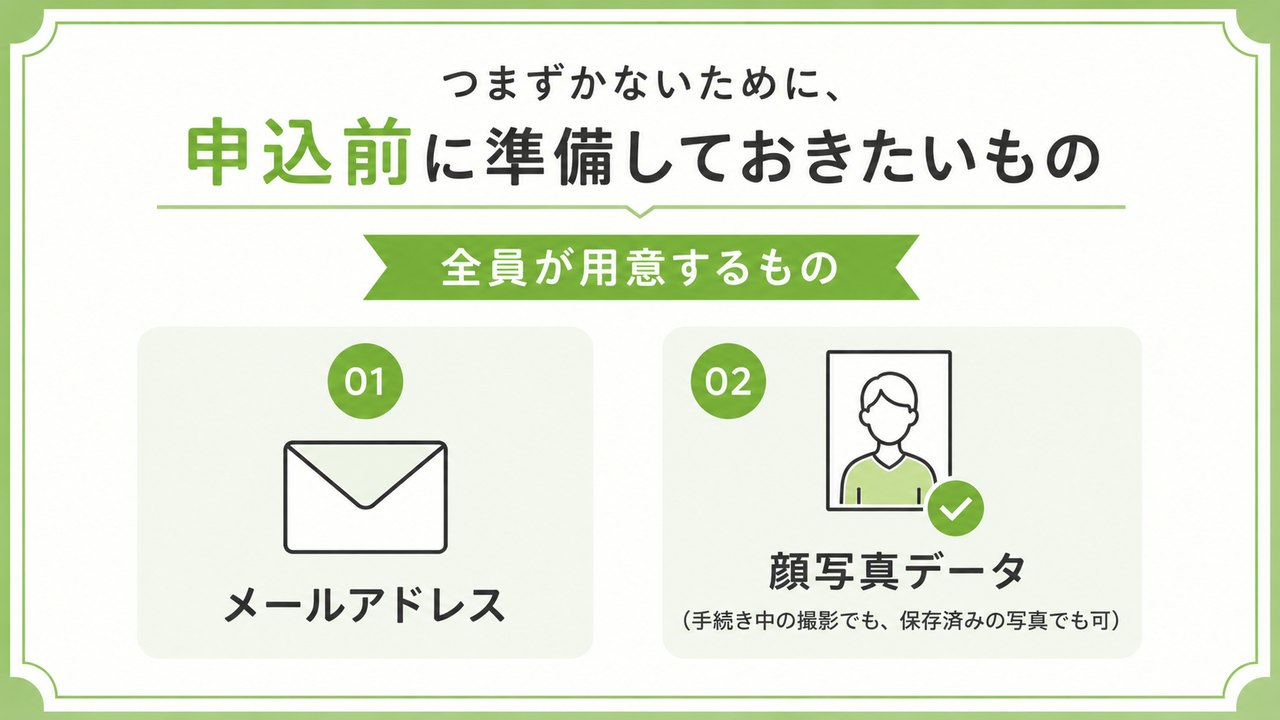 つまずかないために、申込前に準備しておきたいもの
